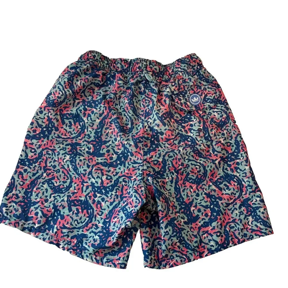 Peter Millar Swim Trunks Boy's Large Colorful Printed Shark Bathing Suit